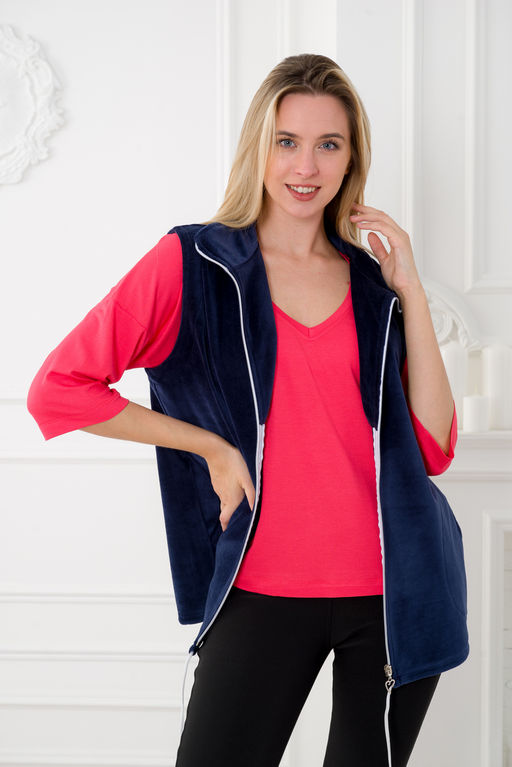 Жилет женский из велюра синий - Амадэль фото 8