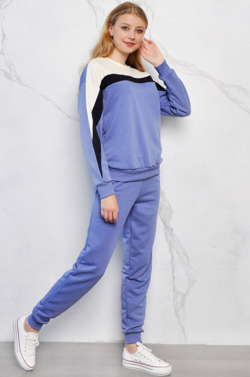 Арт. 2519 Костюм с брюками женский 44-52 (5 шт) Цвет:верх-сирень, темно-синий, шекер, низ-сирень