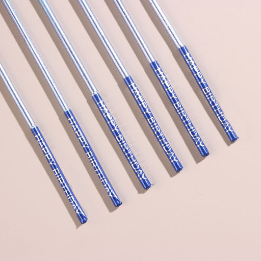 Набор свечей в торт, 6 штук Happy, 17 см, голубой с синим - Страна карнавалия фото 5