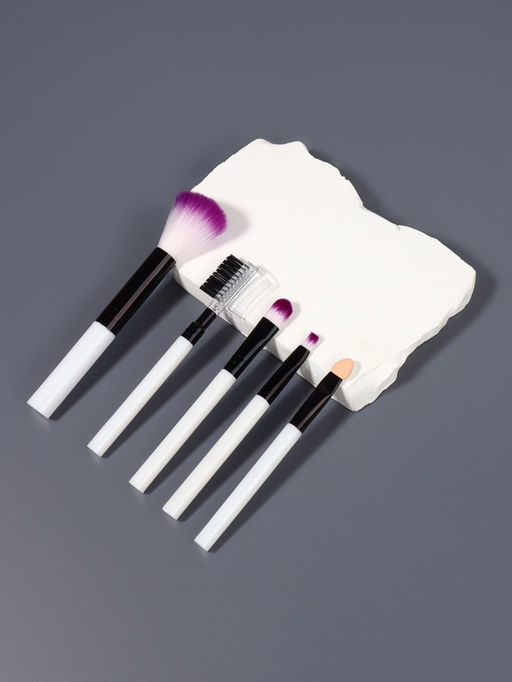 Цена за 2 шт. Набор кистей для макияжа COLOR POWER, 5 шт., чёрный, белый