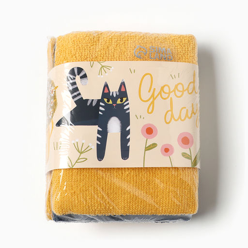 Набор махровых полотенец Этель Кот в цветах 30х30 см - 3 шт, 340 г/м2, 100% хл  фото 5