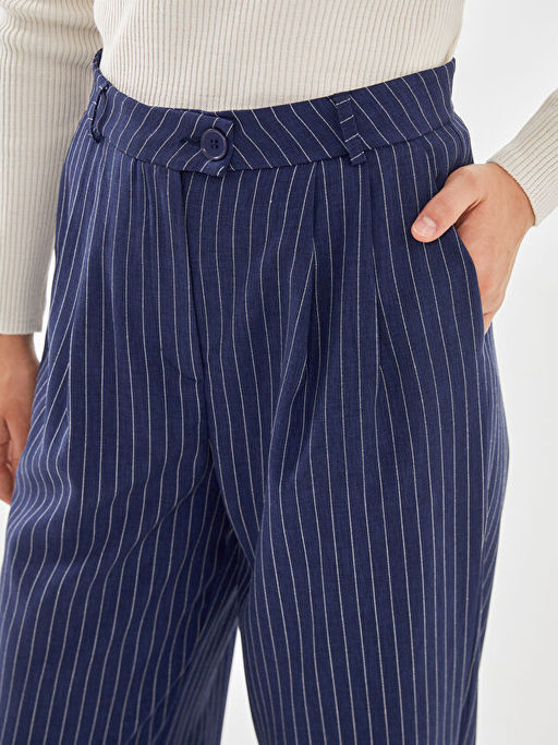 Loose Fit ?izgili Kad?n Pantolon