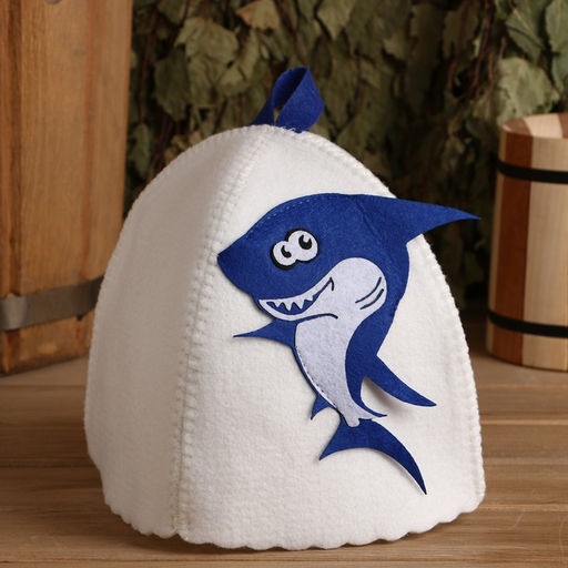 Шапка для бани и сауны «Акулёнок», полиэстер, детская, белая