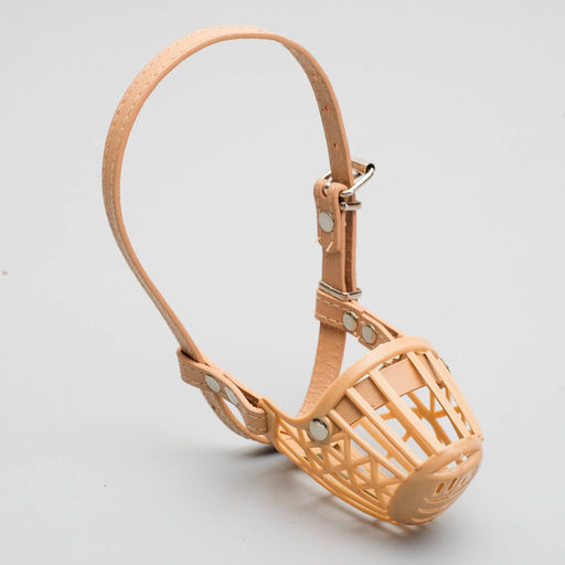 Намордник пластиковый №5 с ошейником из эко кожи ОМ 30 см ДН 11 см ОШ 47-62 см - Пижон фото 7