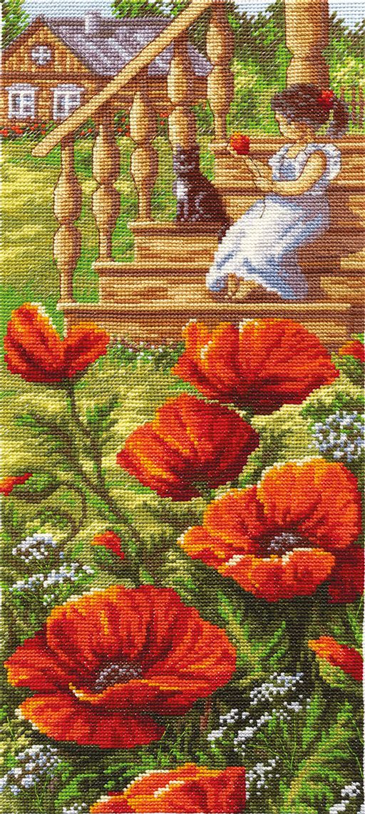 Набор для вышивания PANNA PS-1267 Маки у крыльца 15.5 х 35 см