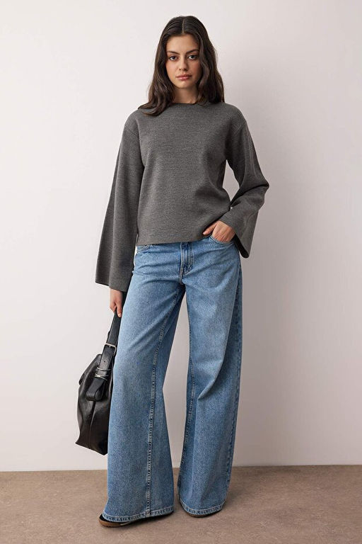 Antrasit More Sustainabe Basic Triko Kazak TWOAW25KZ00313 - Trendyolmilla фото 2