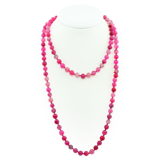 Бусы агат розовый, круглые 8мм, длинные 120см