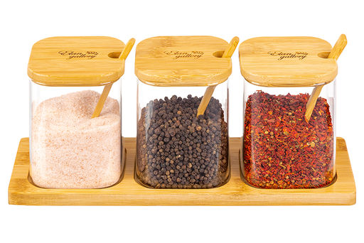 Набор банок для специй Elan Gallery Crystal Glass 3 шт 450 мл с ложкой фото 15