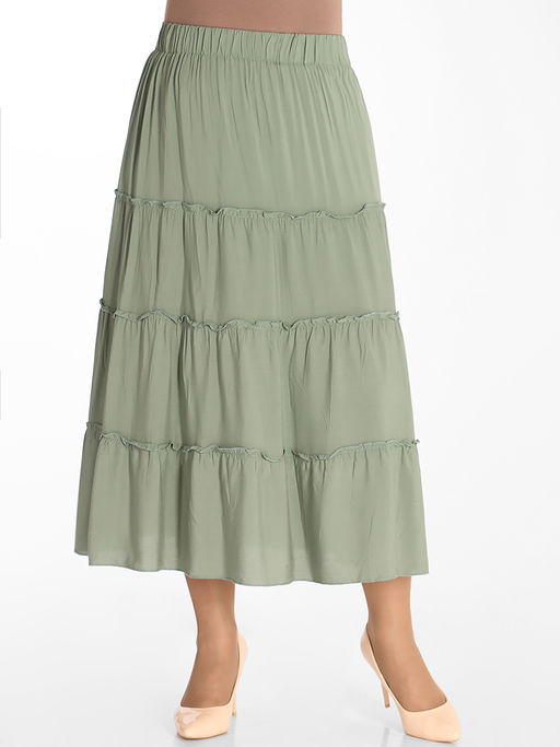 Юбка в стиле бохо из штапеля ярусная - Almond фото 17