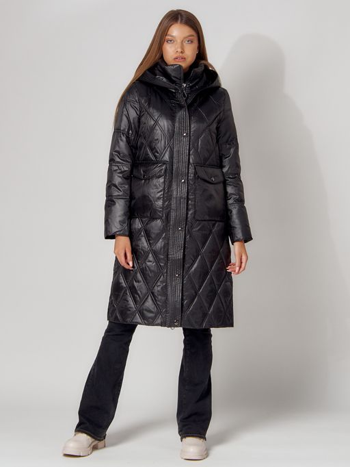 Пальто утепленное стеганое зимнее женское черного цвета 448602Ch - Mtforce фото 10