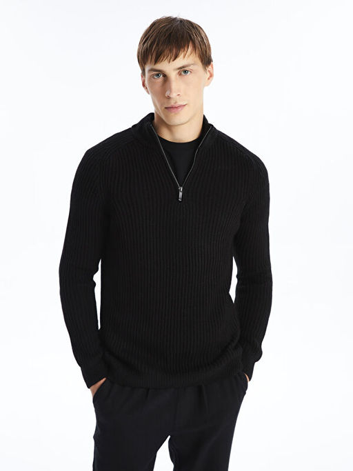 Dik Yaka Uzun Kollu Erkek Triko Kazak