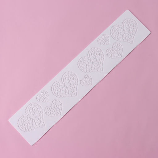 Коврик для айсинга Доляна Сердца, силикон, 37.5?8?0.1 см, белый  фото 3