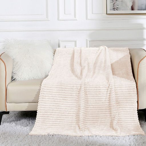 Плед/покрывало 180х200см "Королевский жасмин", велсофт "Orrizonte" гладкокрашенный, тиснение полоса, полиэстер 100%, плотность 270г/м2, упаковка: 18х33см пояс бумажный, "Домашняя мода" (Россия)