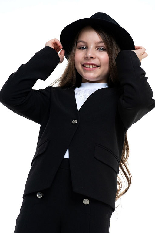 Чёрный школьный жакет для девочки Инфанта, модель 0711  фото 7