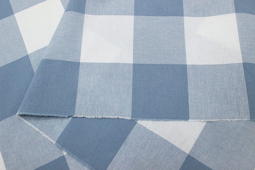 Вареный (стираный) хлопок Клетка (6.5*6.5см) цв.лазурно-серый винтаж, ш.2.5м, хл-100%, 115гр/м.кв - Купава фото 5