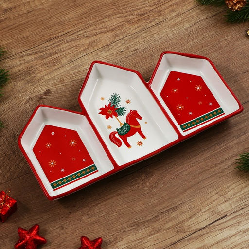 Менажница керамическая новогодняя «Новогоднее настроение», 26.5×15×3.5 см