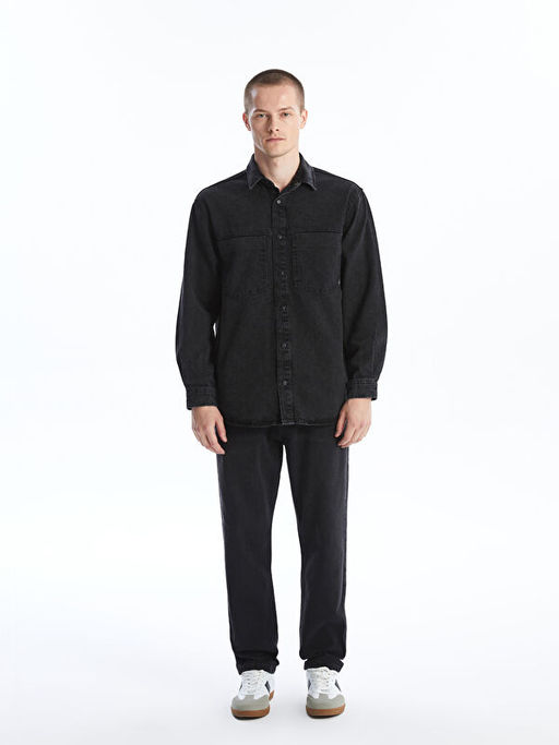 Regular Fit Uzun Kollu Erkek Jean G?mlek