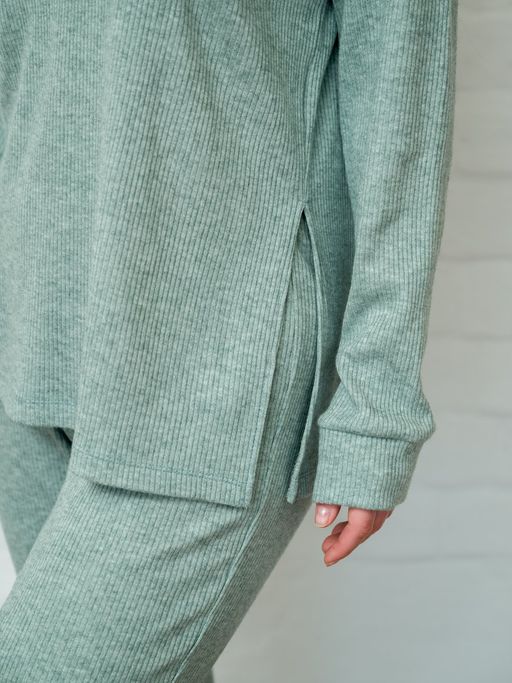 Пуловер трикотажный зеленый с манжетами - Odis фото 11