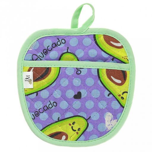 Прихватка с запахом 19х19см "Авокадо, вид 2/2", форма "Яблоко", рогожка 171г/м2, хлопок 100%, наполнитель - ватин 280г/м2, на пластмассовом подвесе, "Домашняя мода" (Россия)