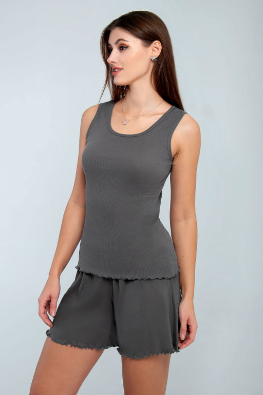 Арт. 9155/2 Пижама с шортами 42-50 (5 шт) Цвет:верх-темно-серый,низ-темно-серый - Калинка фото 2