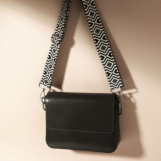 Ручка для сумки «Орнамент», стропа, 135±3×3.8 см, чёрная, белая