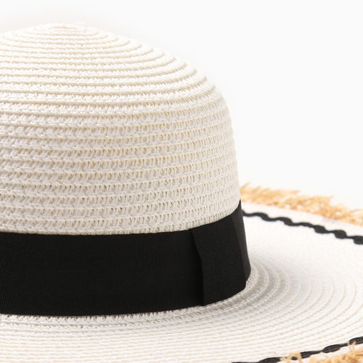 Шляпа женская плетёная с бахромой MINAKU, белая, размер 58