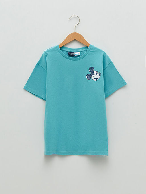 Bisiklet Yaka Mickey Mouse Bask?l? K?sa Kollu Erkek ?ocuk Ti??rt - Waikiki фото 3