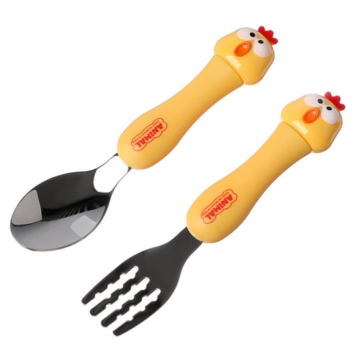 Набор детских столовых приборов в футляре Курочки, вилка, ложка - Simaland фото 3