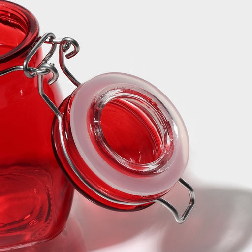 Банка для хранения сыпучих «Овал», 100 мл, 6×8.5 см, с бугельным замком, стекло, цвет МИКС