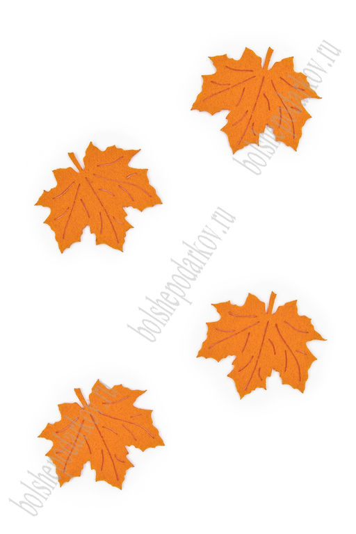 Лазерная вырубка из фетра Листик кленовый 3,7 см (10 шт) оранжевый №823 - No name фото 2