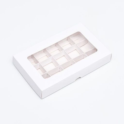 Цена за 2 шт. Коробка для 15 конфет, белая, 13.7×22×3.5 см