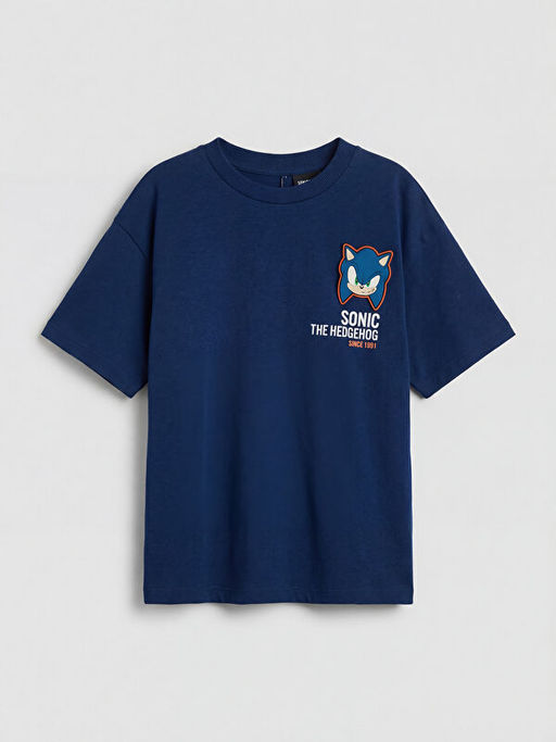 Bisiklet Yaka Sonic Bask?l? Erkek ?ocuk Ti??rt