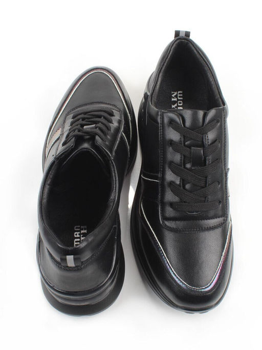 04-M27-21 BLACK Кроссовки женские (натуральная кожа)