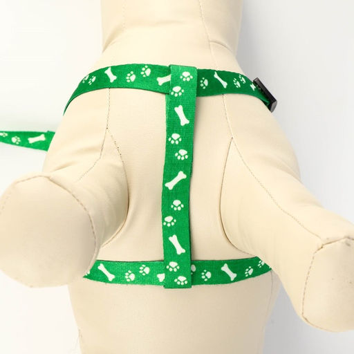 Комплект капроновый Косточки и лапки, поводок 120 х 1,5 см, ОГ 30-44 см, зелёный - Пижон фото 5