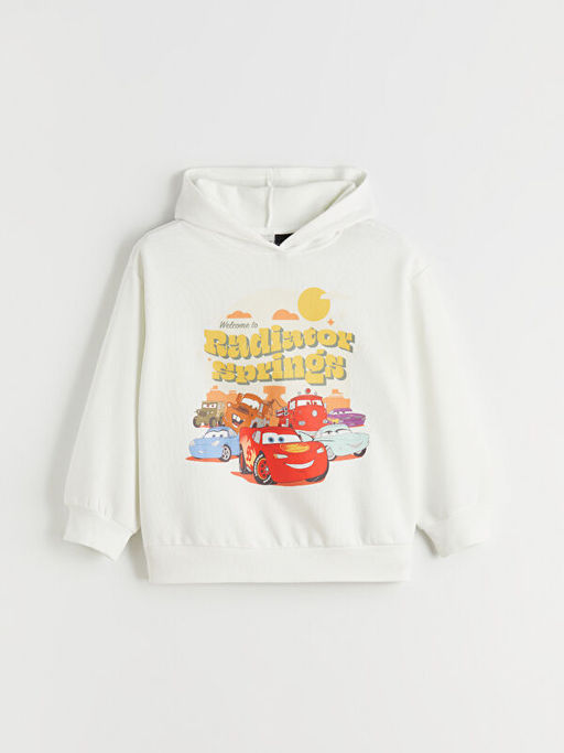 Kap??onlu Arabalar Bask?l? K?z ?ocuk Sweatshirt