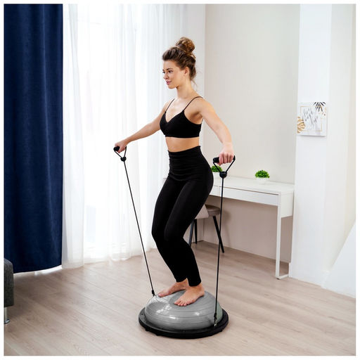 Полусфера BOSU гимнастическая ONLYTOP, с насосом, 58×25 см, серая
