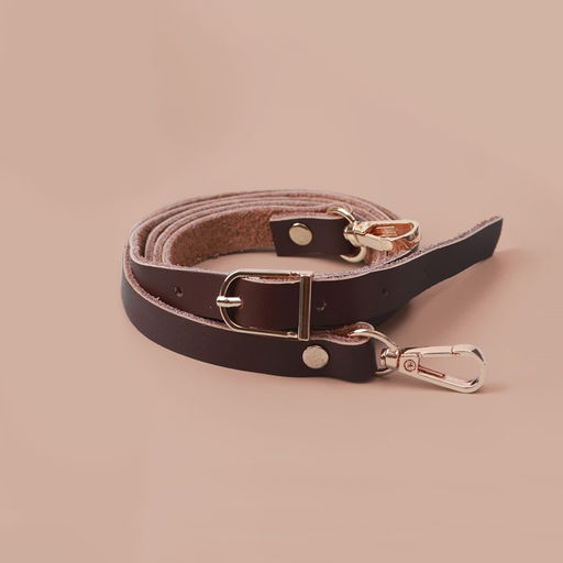 Ручка для сумки из натуральной кожи, с карабинами, 125×1.2 см, коричневая