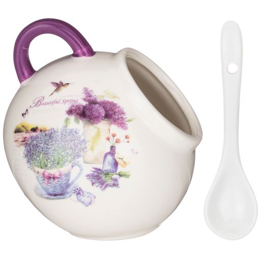 СОЛОНКА С ЛОЖКОЙ AGNESS ЛАВАНДОВАЯ ВЕСНА 9,5*9,5*10 СМ 170 МЛ - Lefard фото 3