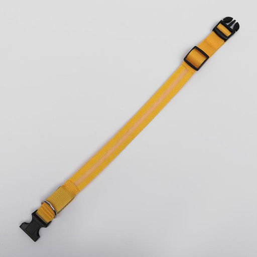 Ошейник с подсветкой размер XL,ОШ 52-60 х 2,5 см, 3 режима свечения жёлтый - Пижон фото 3