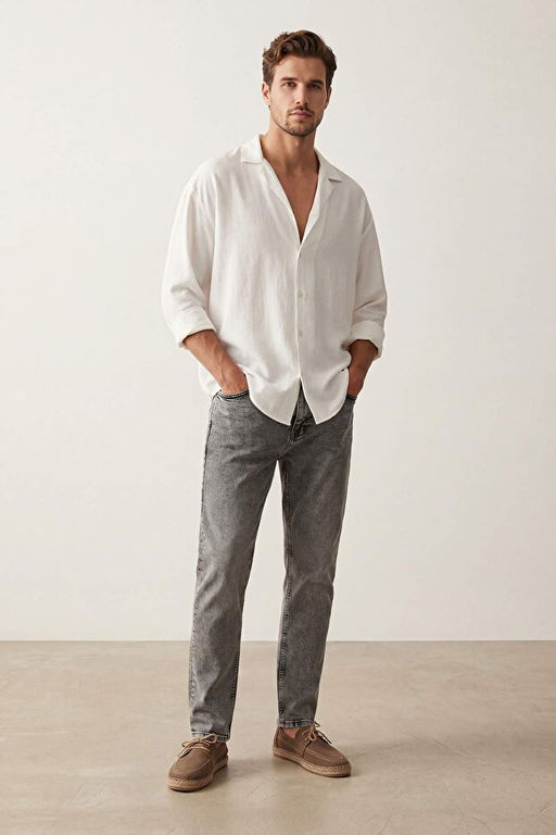 Gri Regular Fit Esnek Kuma_ Jeans TMNSS25JE00001 - Trendyolmilla фото 2