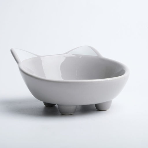 Миска керамическая Голова кота 150 мл 14 x 12,5 x 6,5 cм, серая - Пижон фото 3