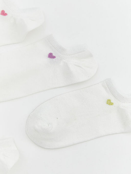 Kalp Bask?l? Kad?n Sneaker ?orap 5li