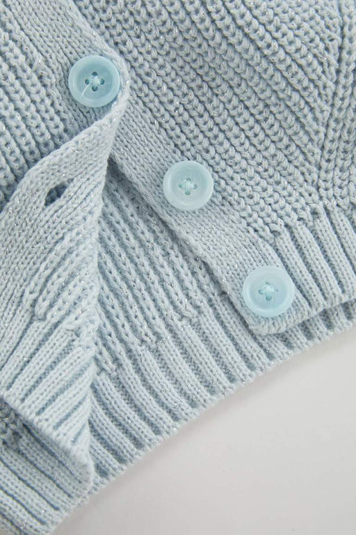 Трикотажный кардиган на пуговицах для маленьких девочек - Defacto фото 4