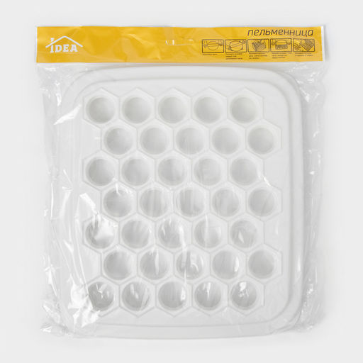 Пельменница IDEA, 35 ячеек, d=2.5 см, 25.5×28×2.9 см, пластик, белый