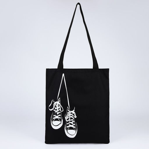 Сумка шопер Кеды, 35х0.5х40 см, отд без молнии, без подклада, чёрная - Nazamok фото 5