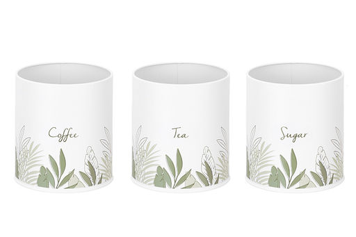 Набор 3 банок для сыпучих продуктов 1,1 л 11,7*11,7*15,5 см Tea, coffee, sugar+крышки с ручк, круг - Elan gallery фото 14
