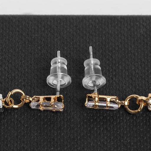 Серьги висячие со стразами Капель блеск, цвет белый в золоте, 11см - Queen fair фото 3