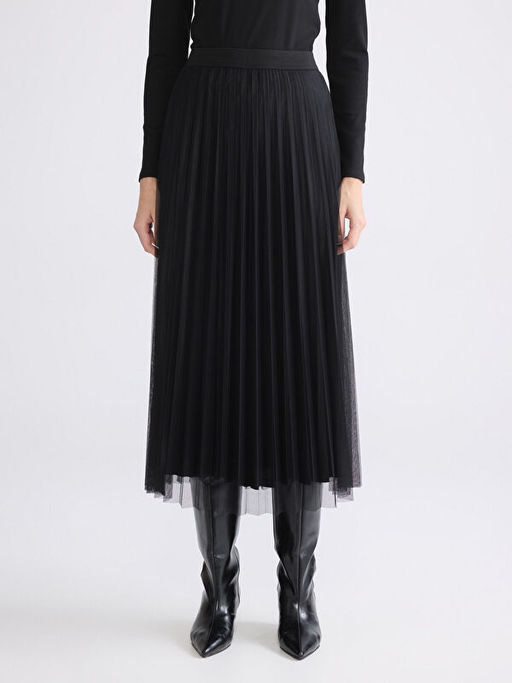 Beli Lastikli Pileli Etek