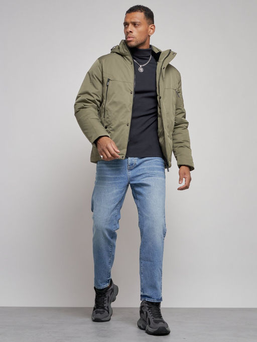 Куртка мужская зимняя с капюшоном спортивная великан цвета хаки 8332Kh - Wonderrman фото 13