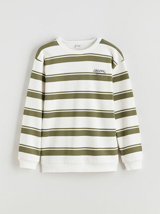 Bisiklet Yaka ?izgili Erkek ?ocuk Sweatshirt